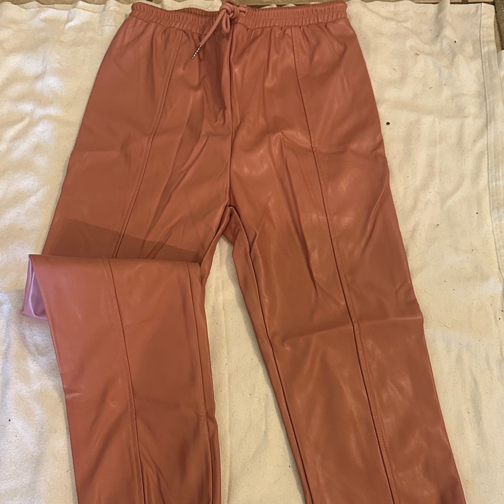 SHEIN Pink Faux Leather Jeggings